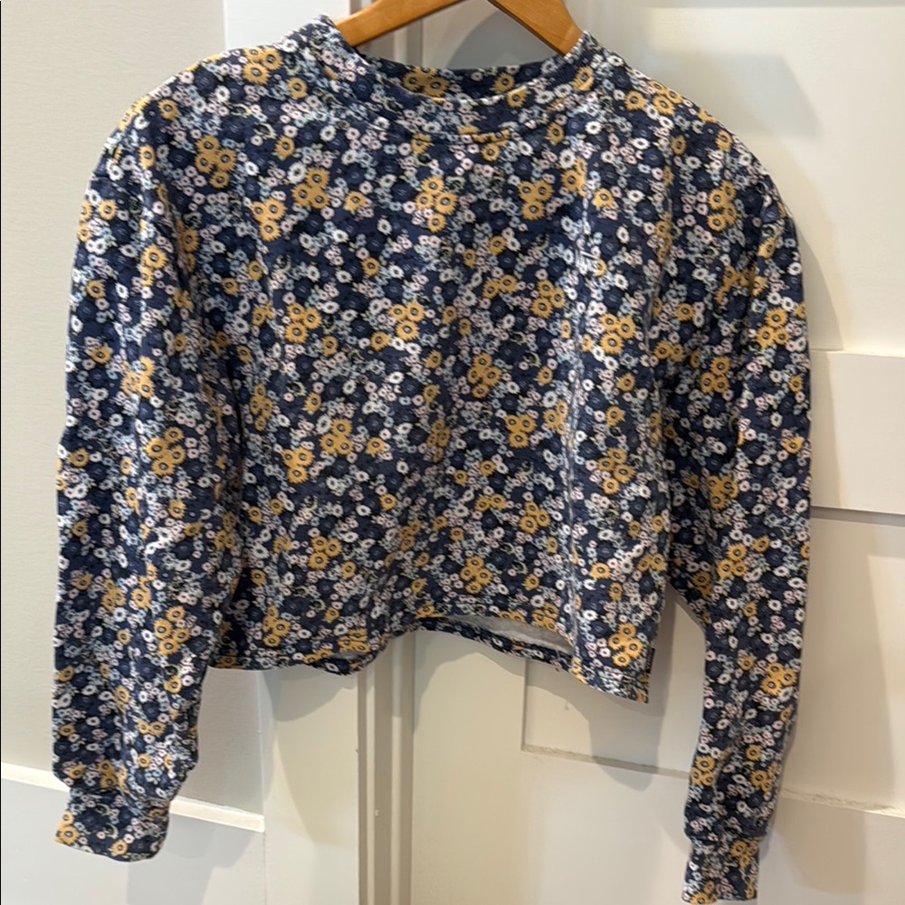 Vans Blue Floral Cropped Sweatshirt - S
